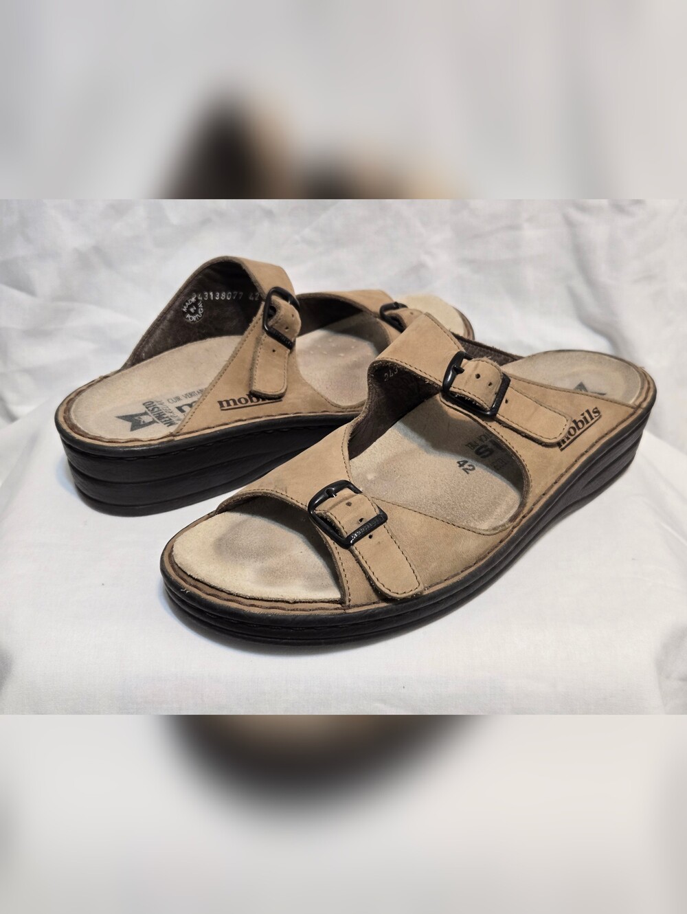 Mephisto Mobils Air Relax Size EU 42/US 11-11.5 Womens Beige Leather Sandals